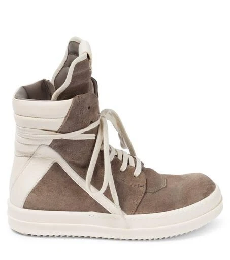 Rick Owens Kids Geobasket suede and leather high-top sneakers 3