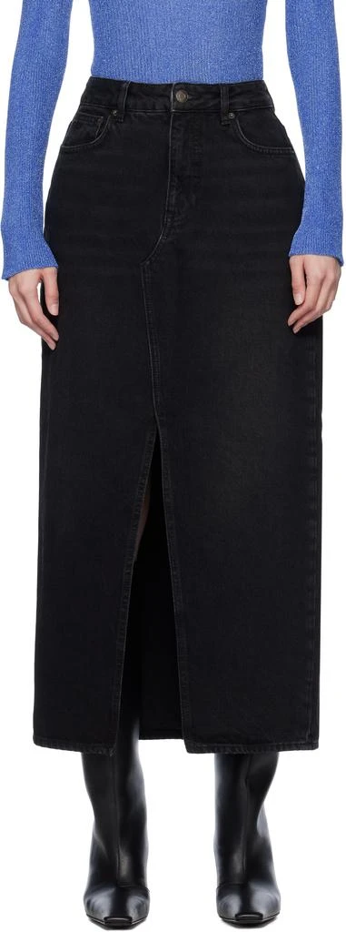 HOLZWEILER Black Slim Fit Denim Maxi Skirt