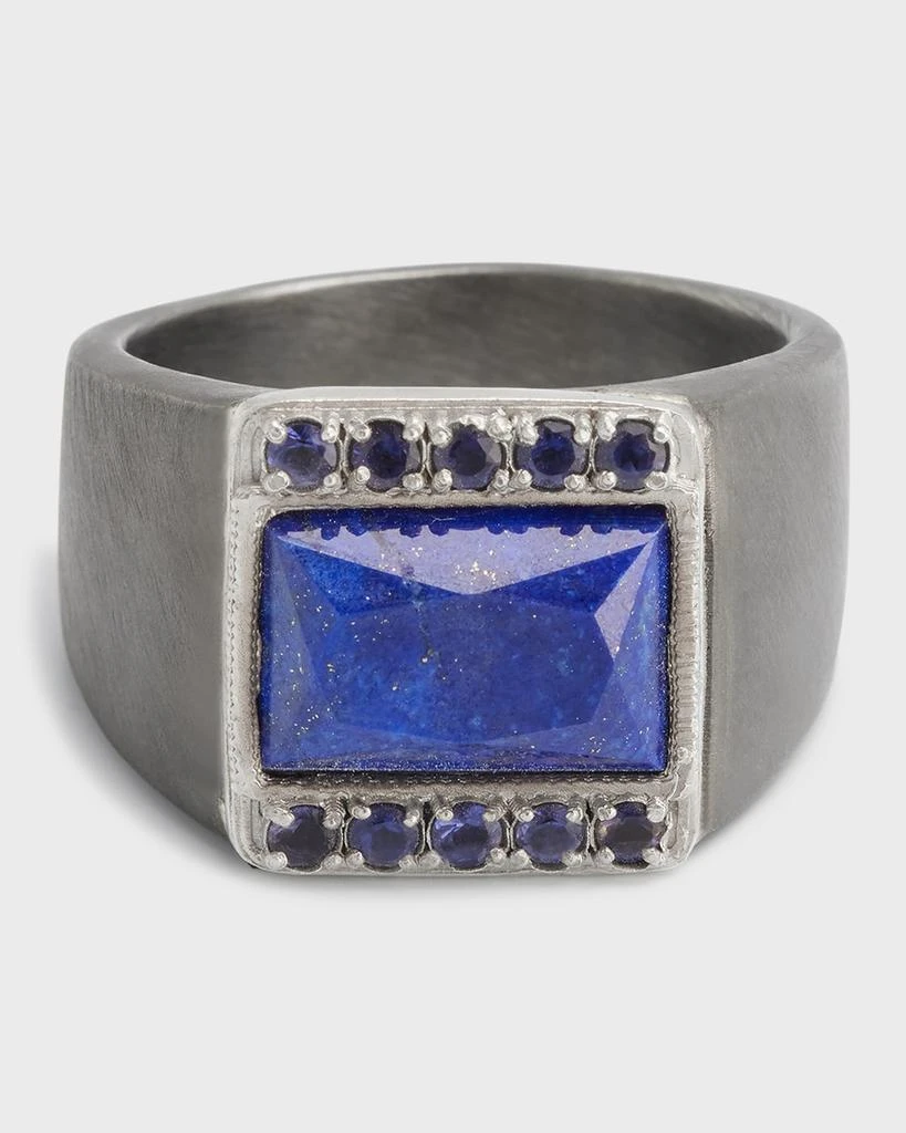 Armenta Men's Lapis Signet Ring with Iolite 1
