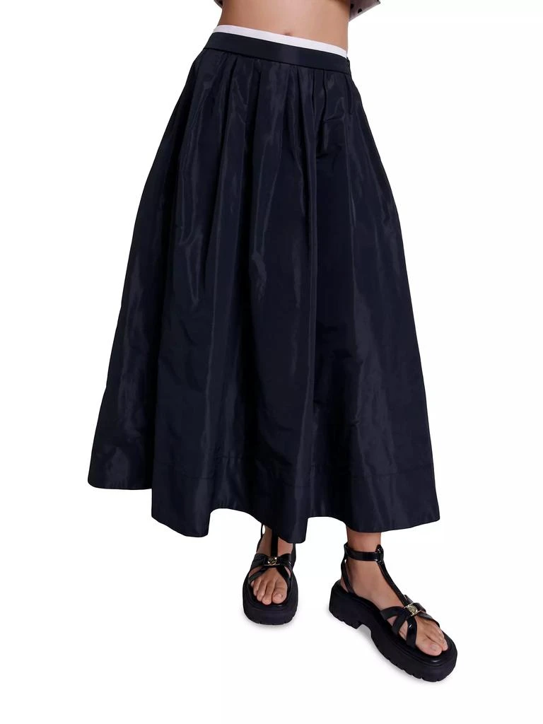 Maje Long Skirt with Contrast Waistband 5