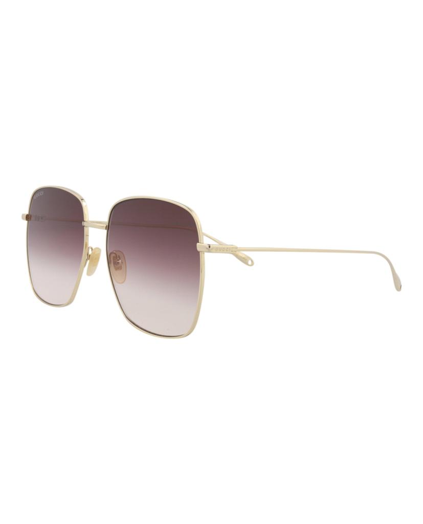 Gucci Square-Frame Metal Sunglasses