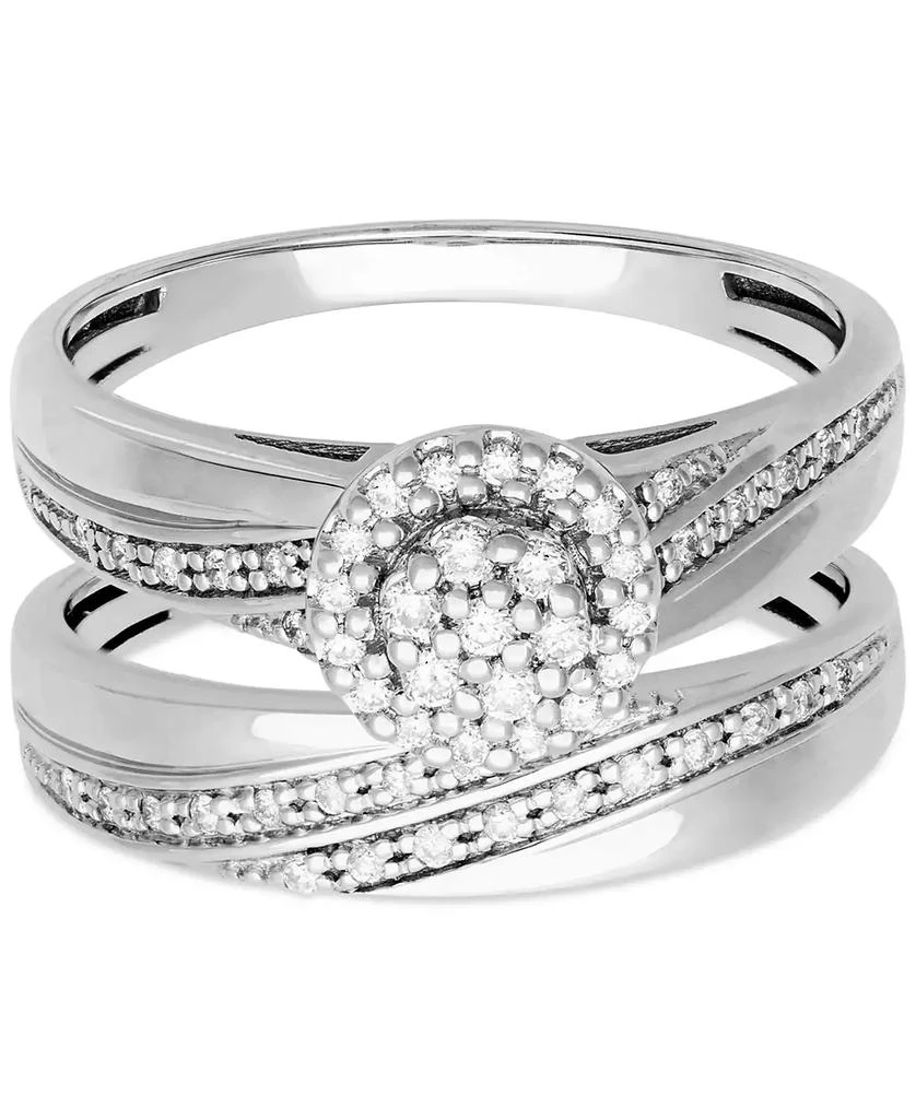 Macy's Diamond Halo Cluster Diagonal Two Row Bridal Set (1/4 ct. t.w.) in 14k White Gold 3