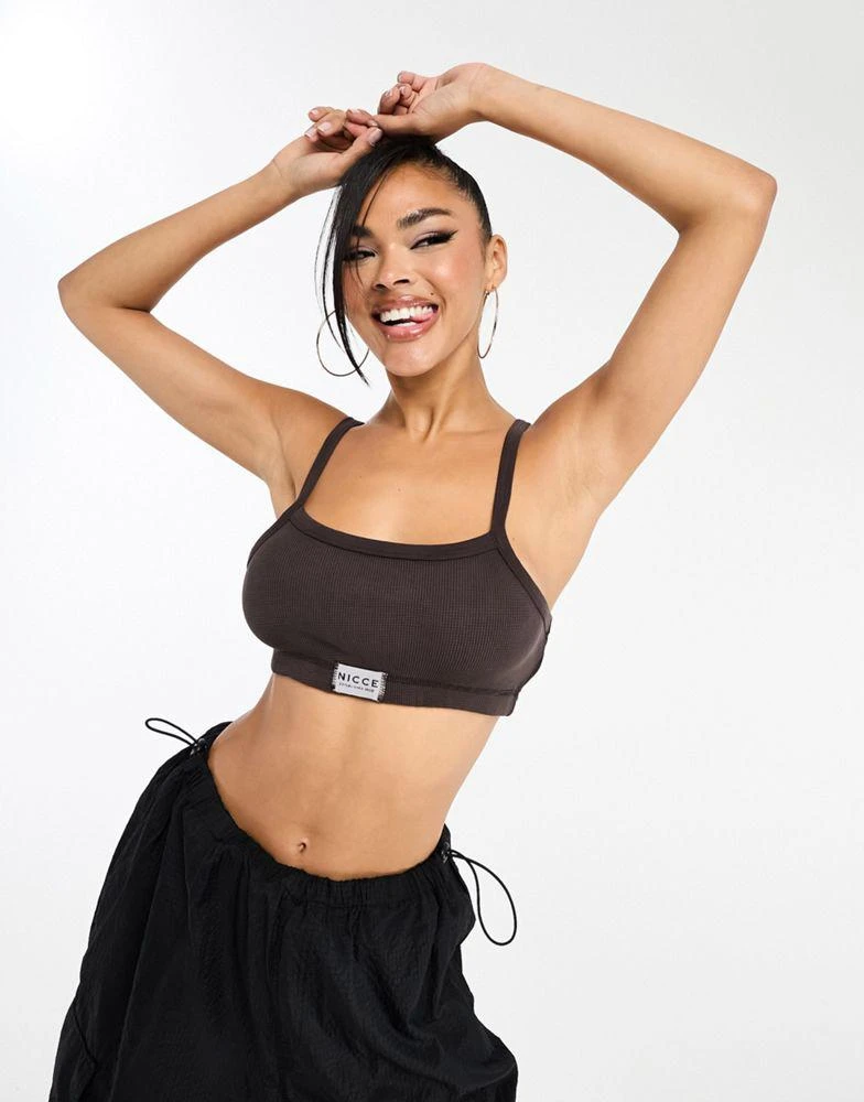 NICCE Nicce kira co-ord waffle crop tank top in charcoal grey 1
