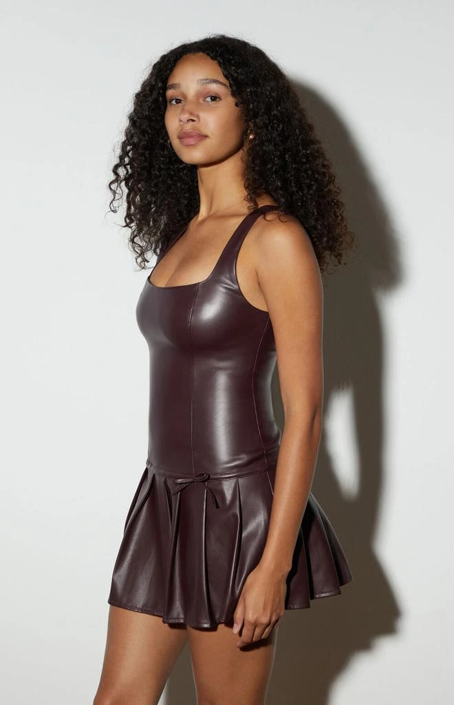 knee length dresses for ladies Fete Vegan Leather Pleated Skirt Maxi Dress main image 1