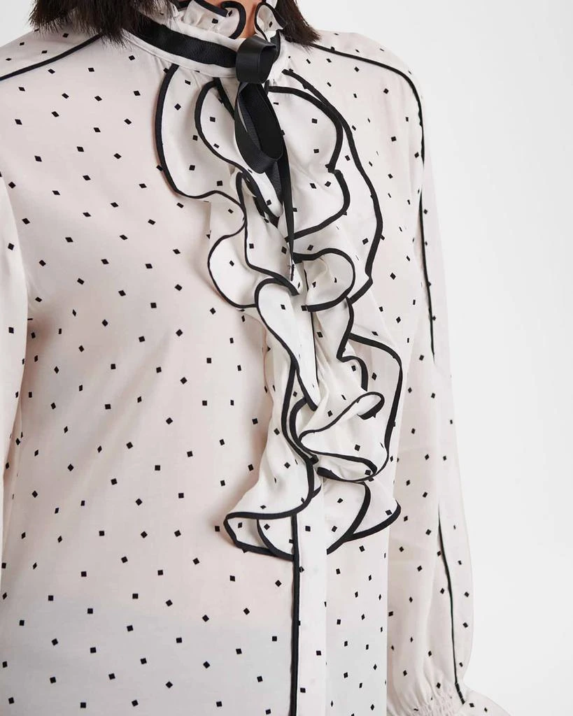 Anne Fontaine Jane Geometric-Print Ruffle Blouse 5