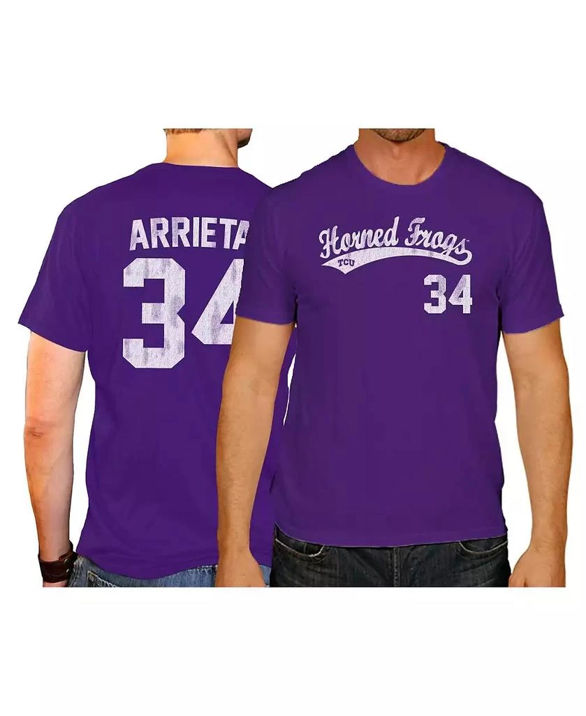 The Original Retro Brand Men's Jake Arrieta Purple TCU Horned Frogs NCAA Baseball T-shirt 1