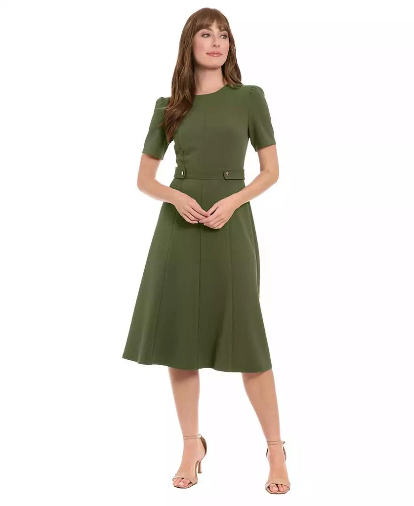 London Times Petite Fit & Flare Scuba Crepe Midi Dress 1