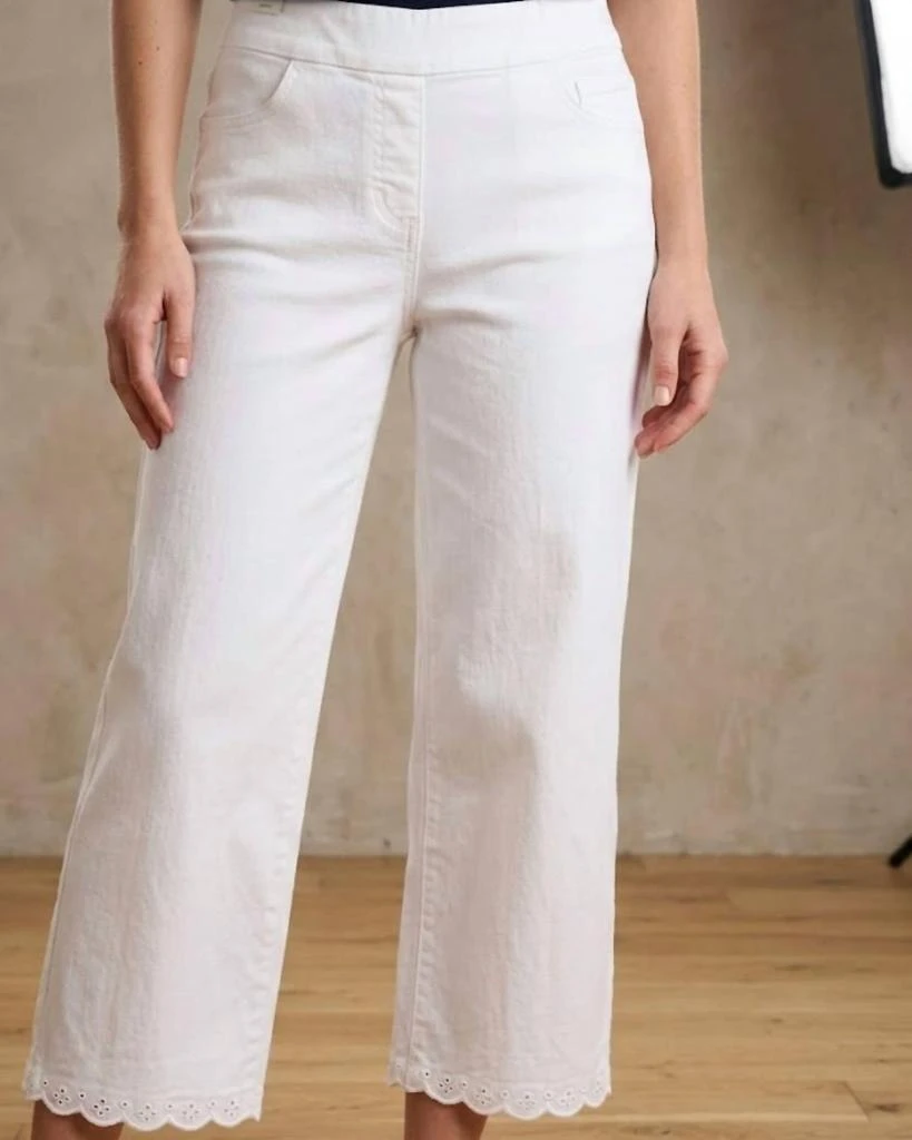 N Touch N Touch - Pull On Capri With Embroidery Scalloped Hem