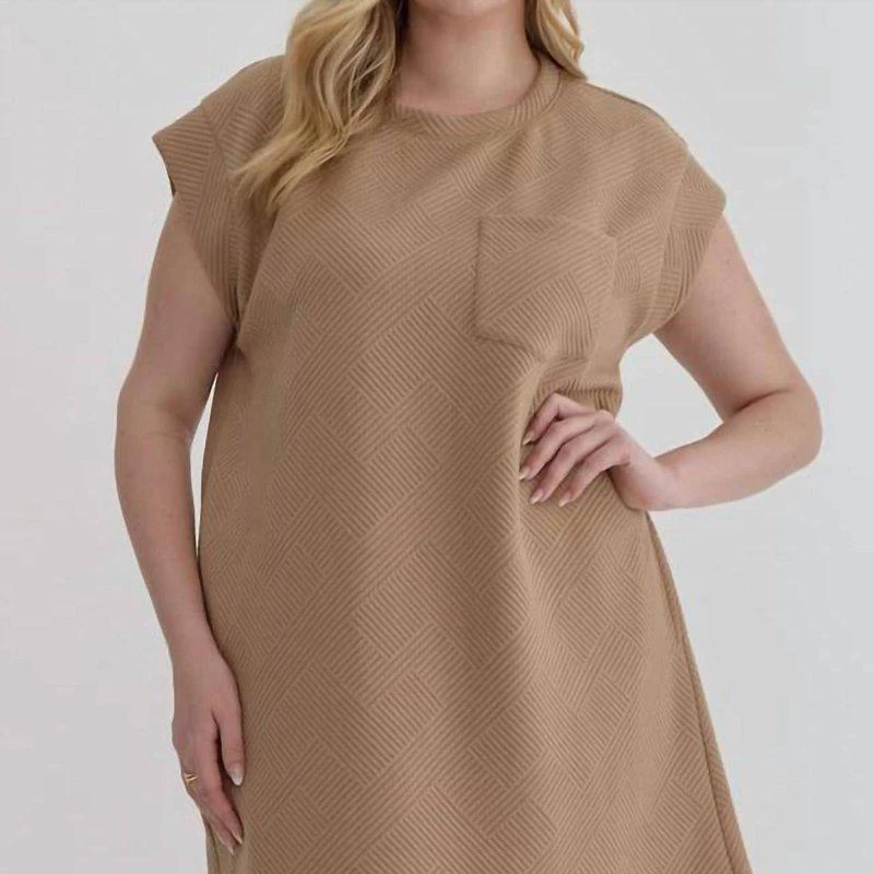entro Quilted Shirt Dress In Tan 1