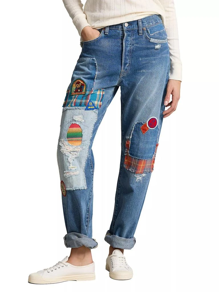 Ralph Lauren Embroidered Distressed Wide-Leg Jeans 3
