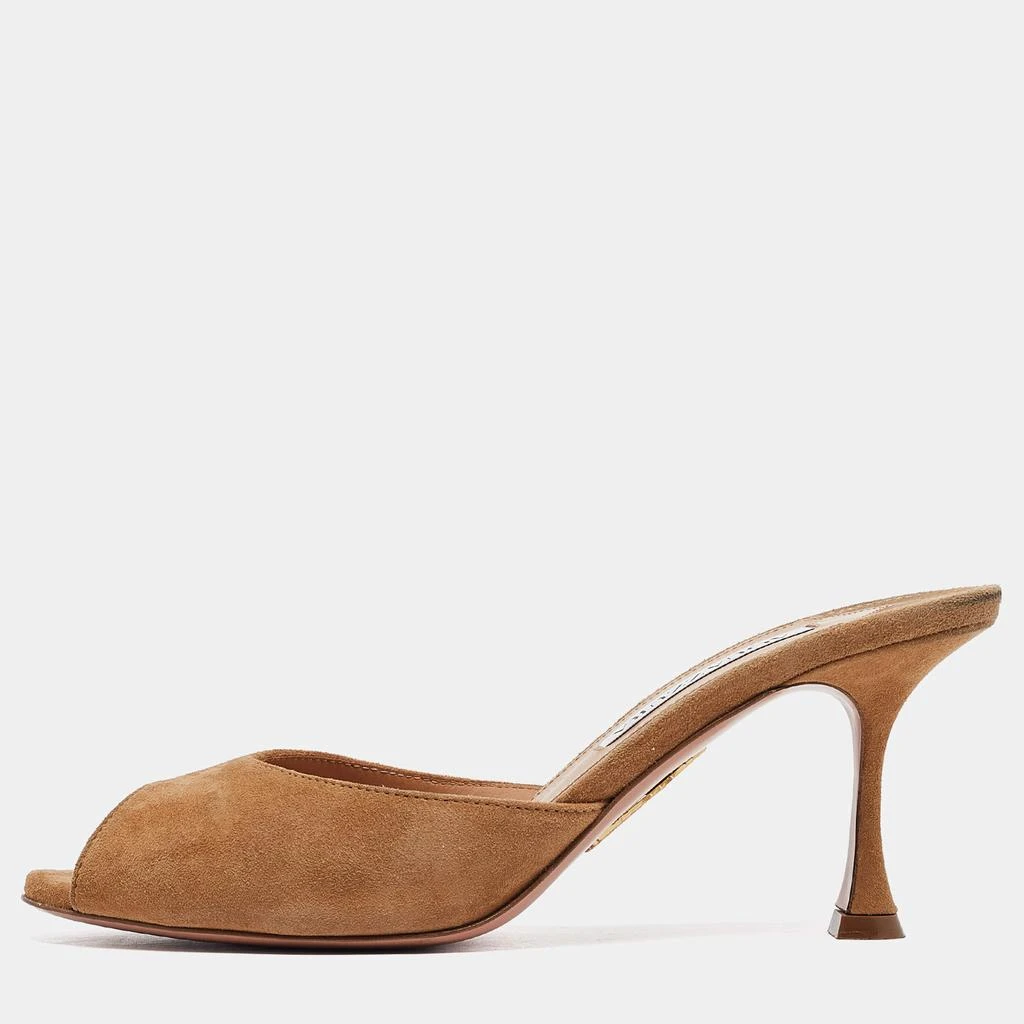 Aquazzura Aquazzura Brown Suede Slide Sandals Size 36.5 1