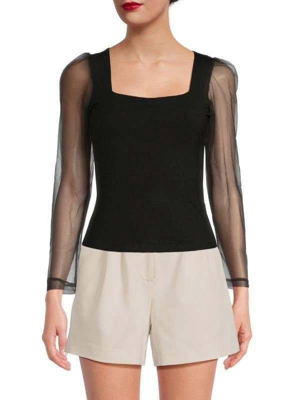 Lea & Viola Puff Sleeve Fitted Top 1