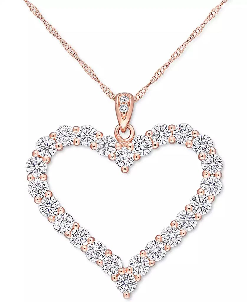Macy
s Lab-Grown Moissanite Heart 18" Pendant Necklace (2-2/5 ct. t.w.) in 18k Rose Gold-Plated Sterling Silver