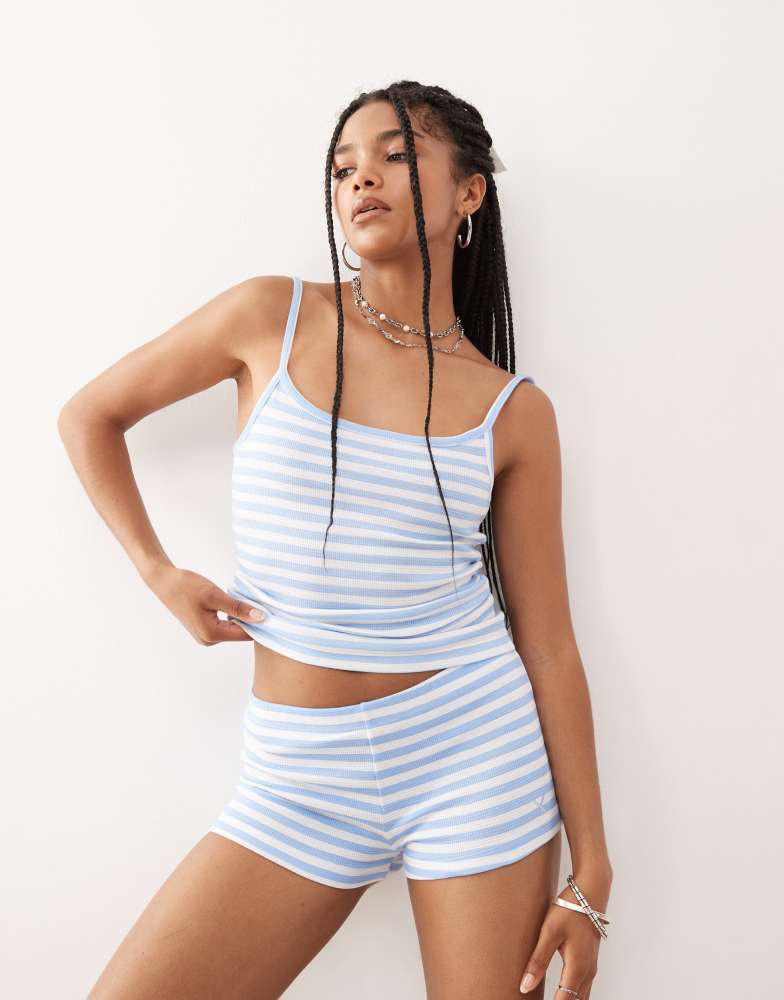 COLLUSION COLLUSION stripe micro short coord in blue and white