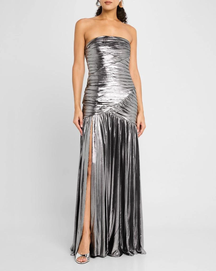retrofête Josie Strapless Lamé Slit Gown 2