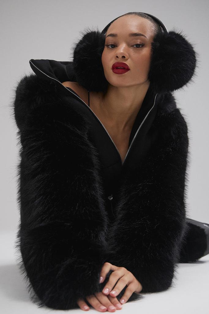 Alo La Premiere Opulent Faux Fur Stunner Jacket - Black/Black