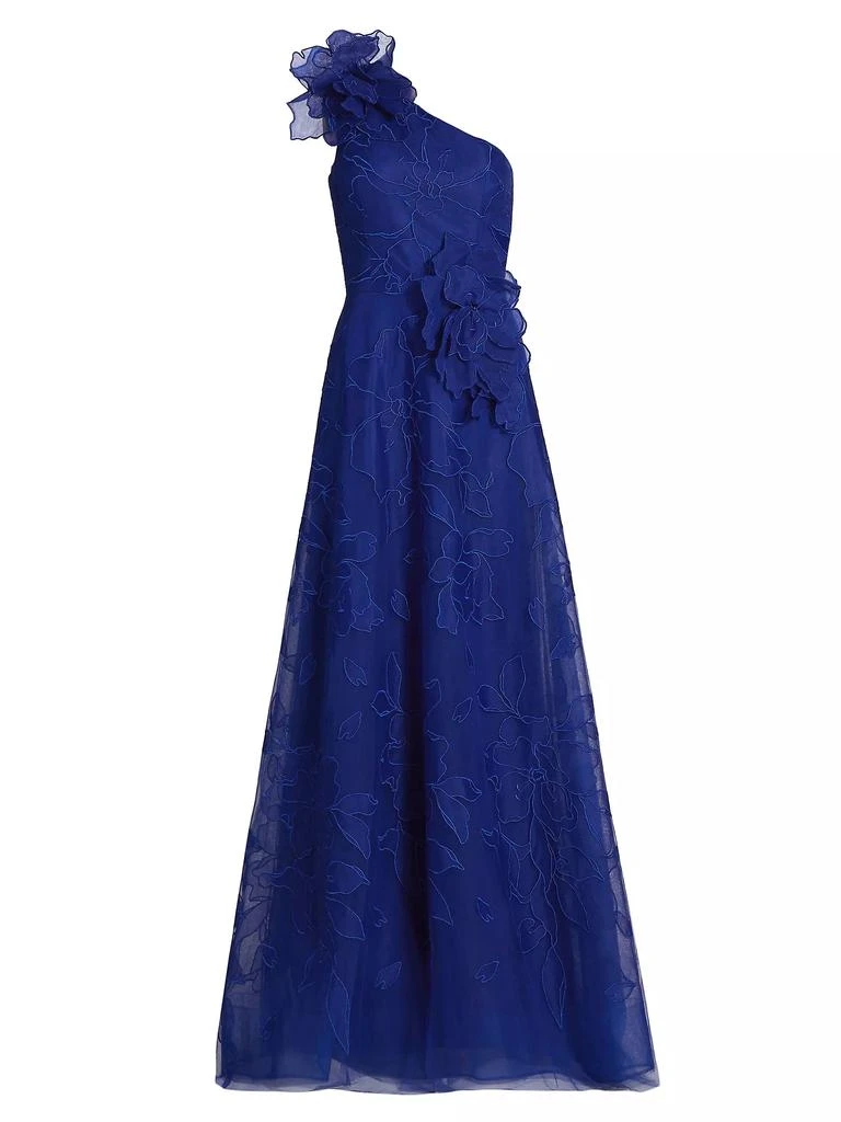Teri Jon Floral Lace One-Shoulder Gown 1