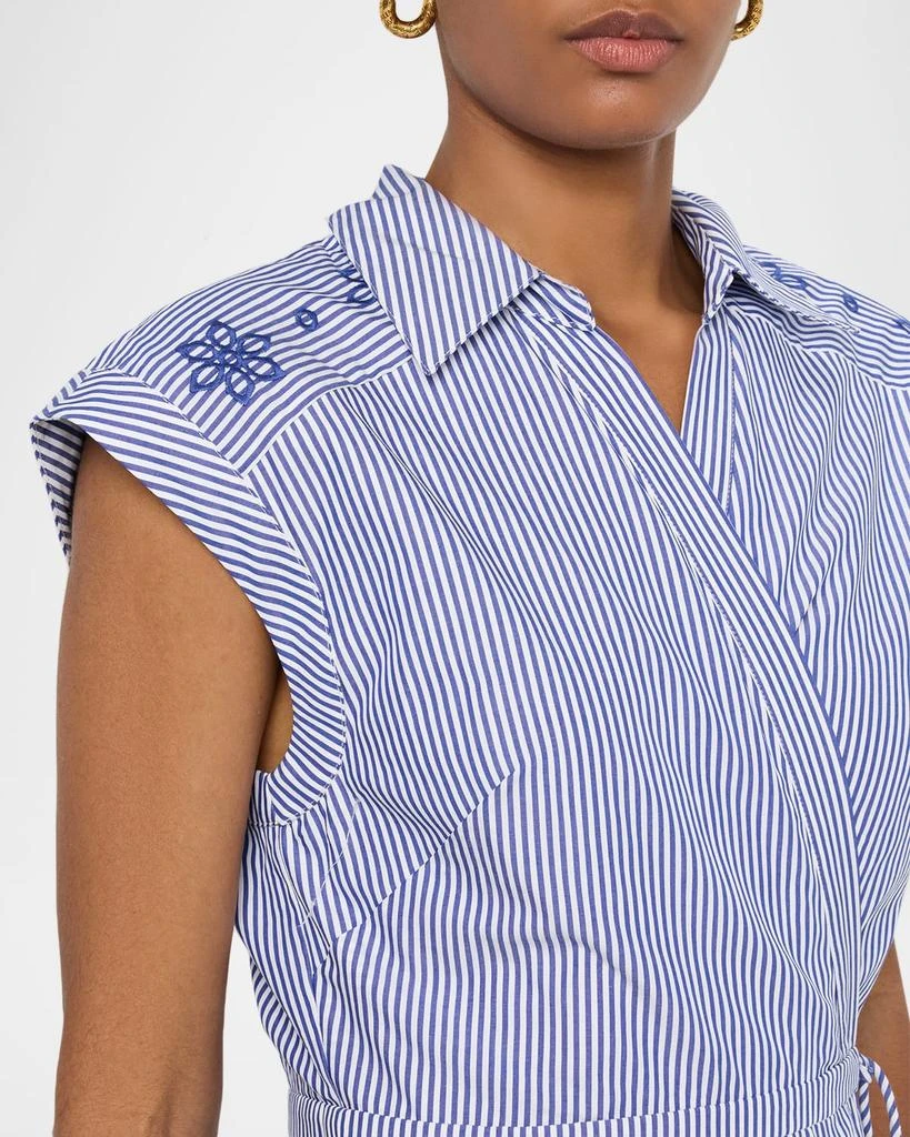 Tanya Taylor Shivon Embroidered A-Line Wrap Dress 5