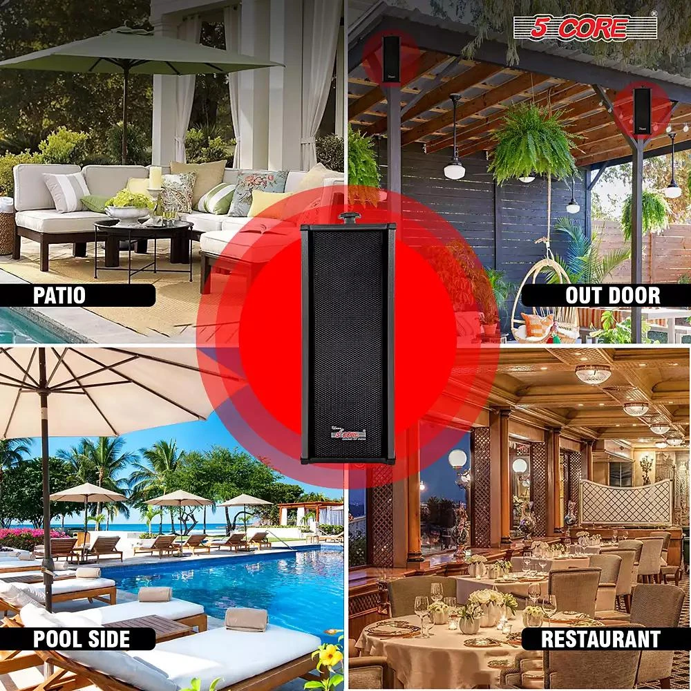 5 Core Wall Mount Enclosed Speaker Black - 200W Combined PMPO and 20W RMS Speaker System 7