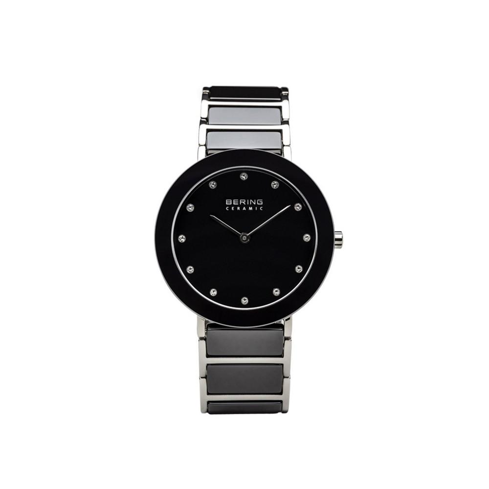 Bering Ladies Ceramic Bezel and Smooth Black Link Watch