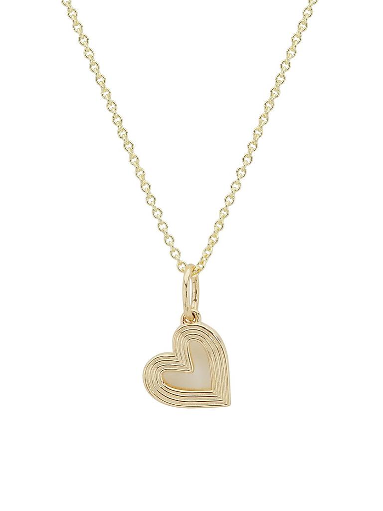 Sydney Evan Love Notes 14K Yellow Gold Fluted Heart Pendant Necklace
