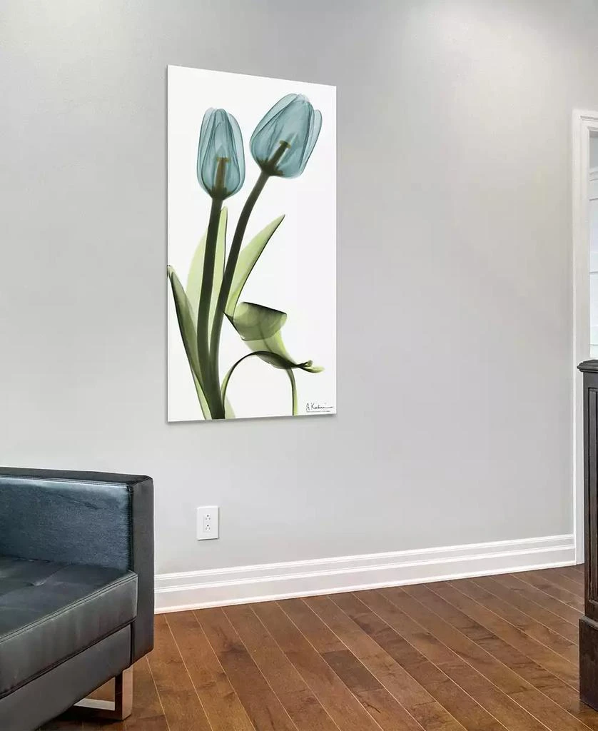 Empire Art Direct "Blue Tulips" Frameless Free Floating Tempered Glass Panel Graphic Wall Art, 48" x 24" x 0.2" 5