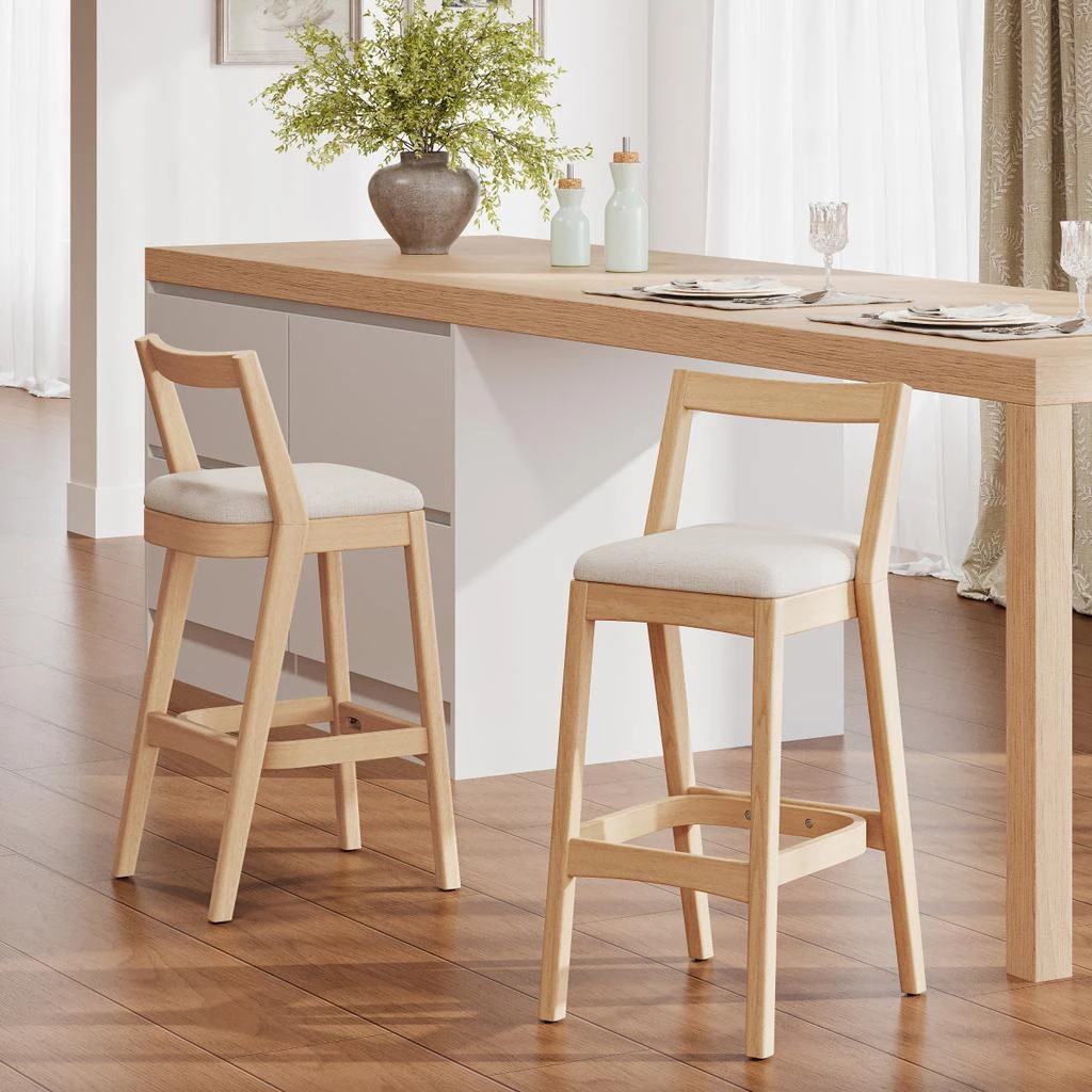 Streamdale Furniture Streamdale Rustic Rubberwood Bar Stool with Comfortable Fabric Seat