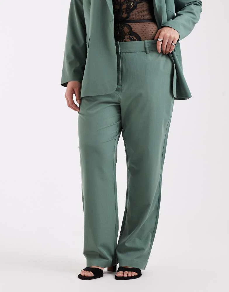Vero Moda Curve Vero Moda Curve straight leg tailored trouser co-ord in green 2
