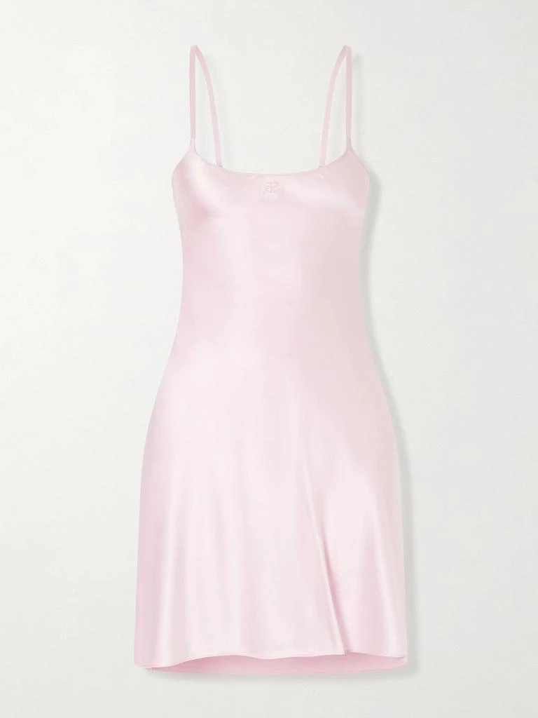 courreges Silk-satin Mini Dress - Pastel pink