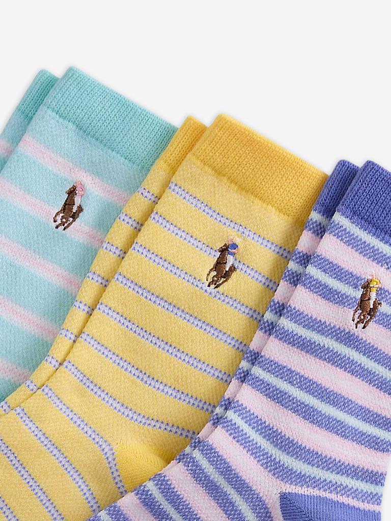 Ralph Lauren Boys 3 Pack Oxford Stripe Socks Set in Blue
