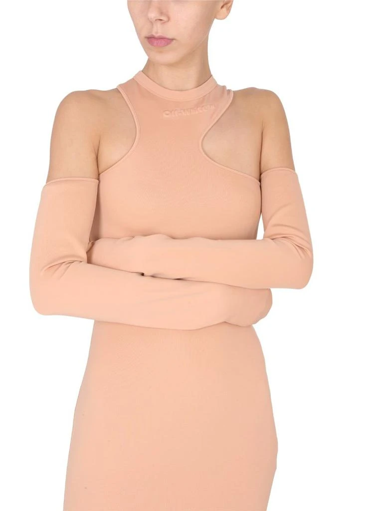 Off-White Off-White Logo Detailed Asymmetric Mini Dress 4