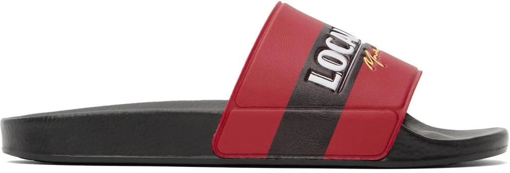 Martine Rose Black & Red 'Local Hero' Pool Slides 1
