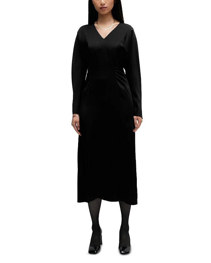 bloomingdale's plus size formal dresses Black Long sleeves High low Chiffon Evening Dress, Black / US2