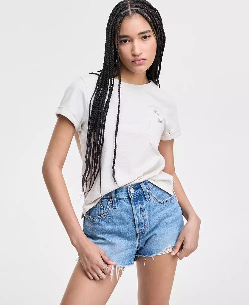 売れ筋商品|||リーバイス カットソー トップス レディース Women's Margot Cotton Embroidered-Trim T-Shirt Delicate Embroidery - Blue Levi's Women's Margot Cotton Embroidered-Trim T-Shirt