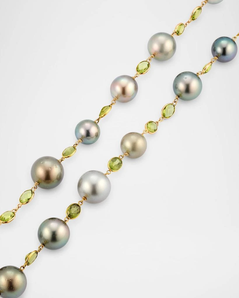 BELPEARL 18K Yellow Gold Tahitian Pearl and Peridot Necklace, 32"L 3