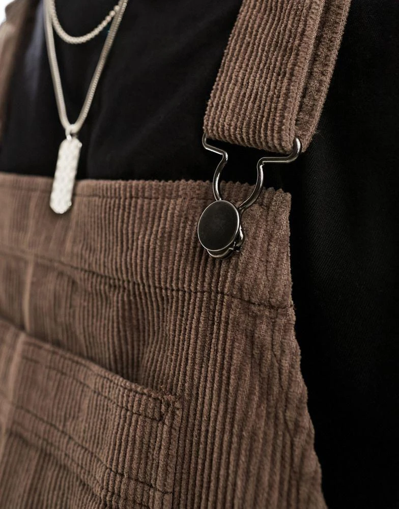 ASOS ASOS DESIGN cord dungaree in chocolate brown 4