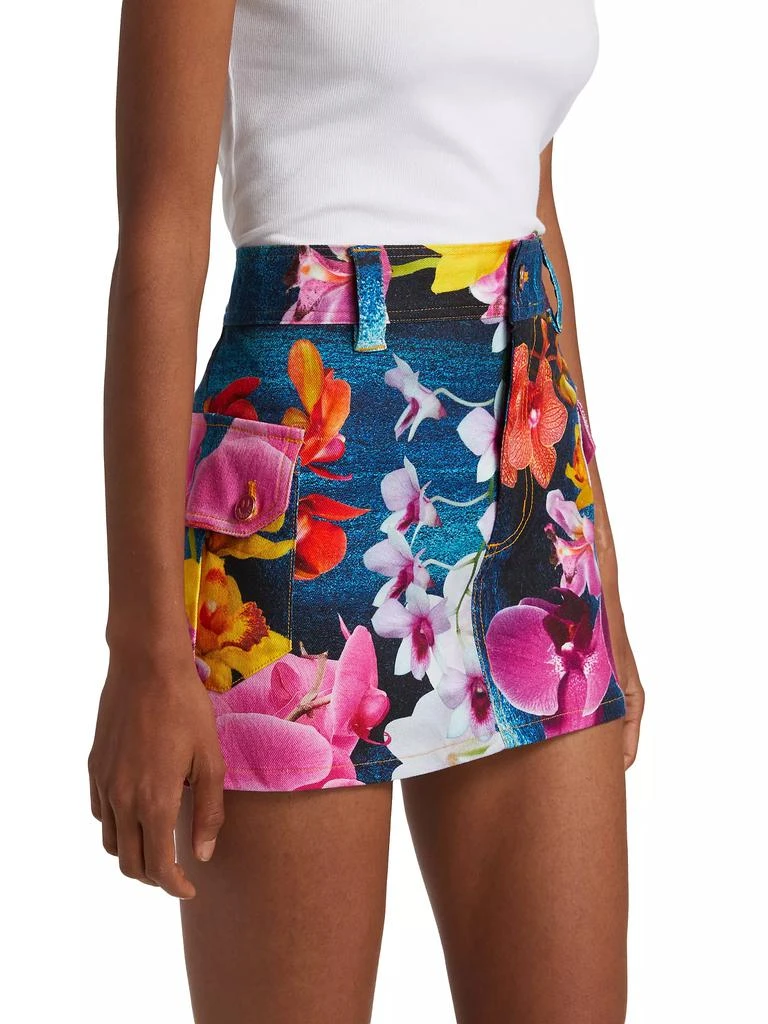 BruceGlen Orchid Floral Denim Cargo Miniskirt 4