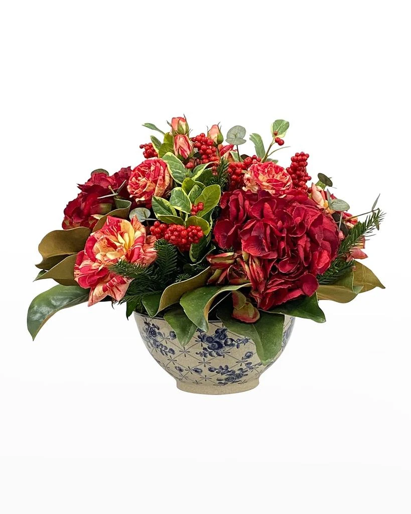 Winward Home Faux Rose Berry Floral Arrangement in Bowl 1
