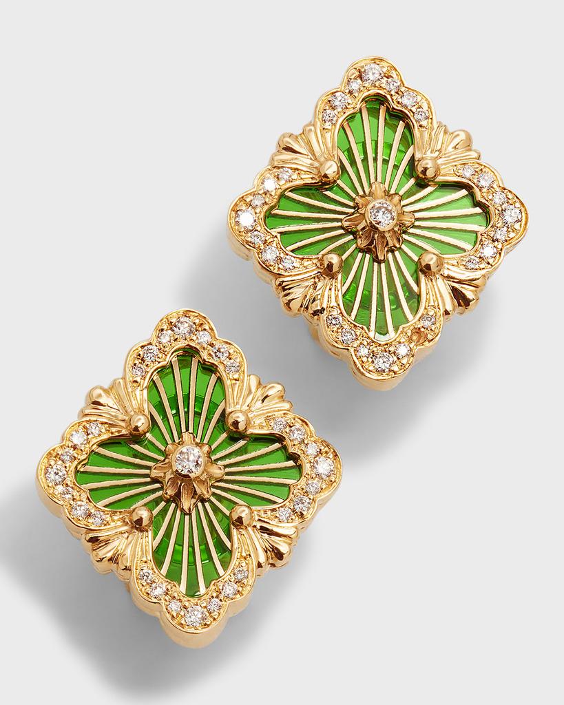 Buccellati Opera Tulle 18K Green Enamel Diamond Earrings