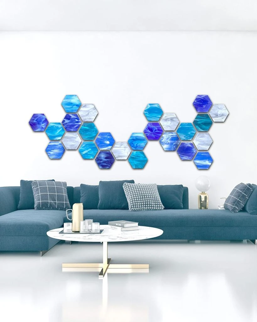 Karo Studios Water Hexagonal Glass Wall Sculpture 2