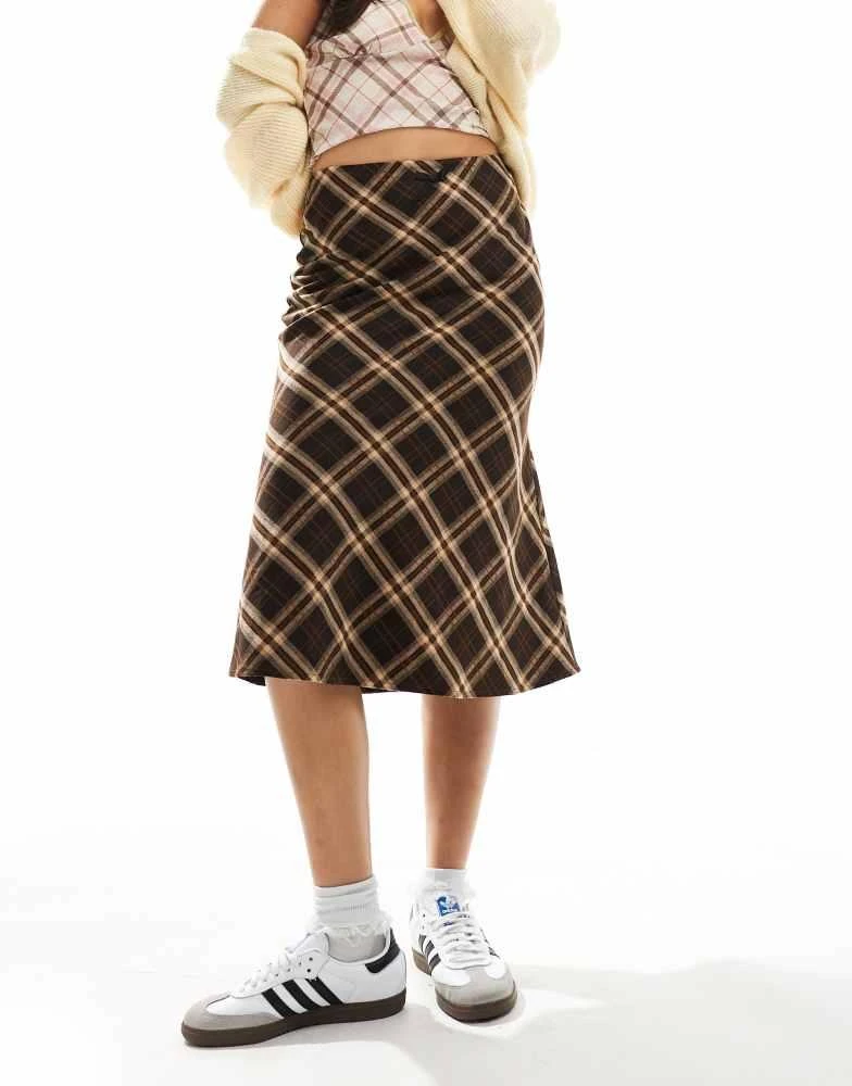 minga Minga London plaid midi skirt with lingerie bow 5