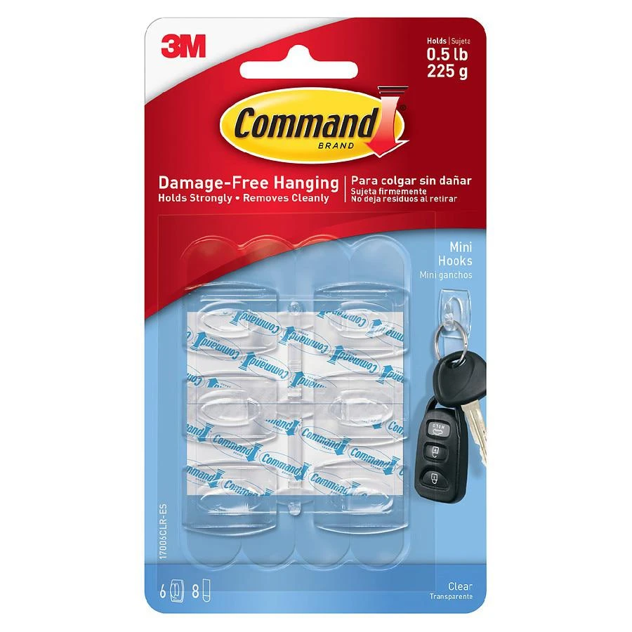 Command Mini Clear Hooks with Clear Strips