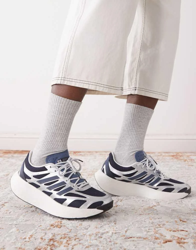 Shop adidas Adizero Aruku trainers in silver and navy on 