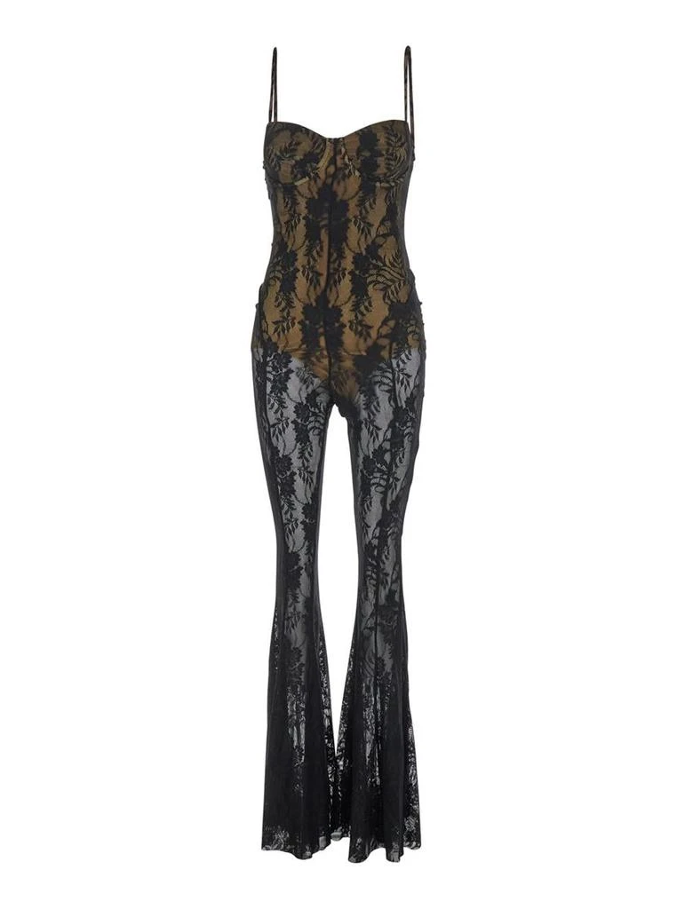 Norma Kamali Black Jumpsuite With Bodice And Semi Sheer Design In Tech Fabric Stretch Woman 1