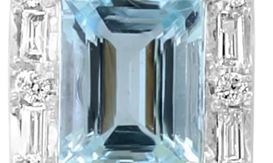 Effy 14K White Gold Diamond & Aquamarine Stud Earrings 3