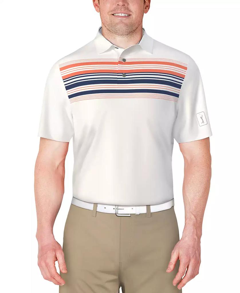 PGA TOUR Men's Short Sleeve Chest Stripe Golf Polo Shirt
