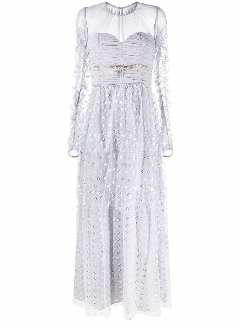 NA Sheer panelled grey sequin Dress