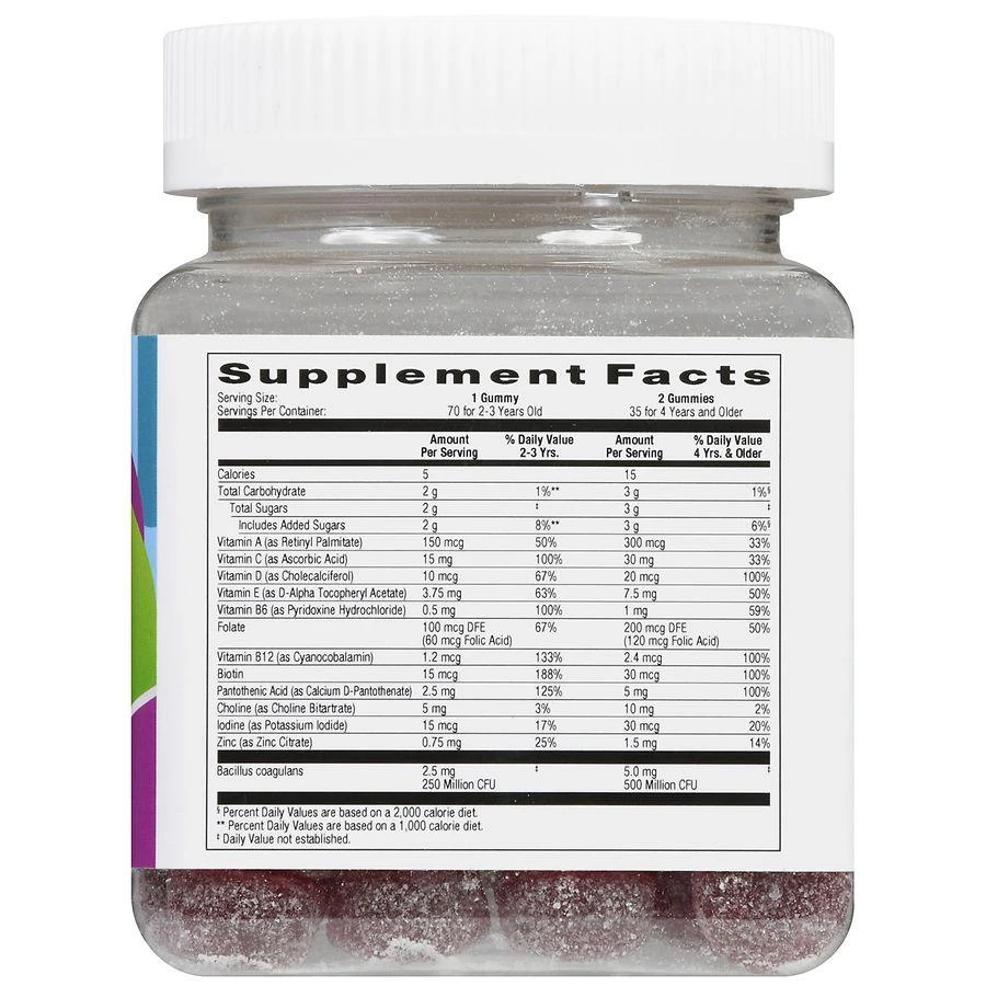 Walgreens Children's Multivitamin + Probiotic Gummies (70 days) Strawberry, Peach, Mixed Berry & Elderberry 4