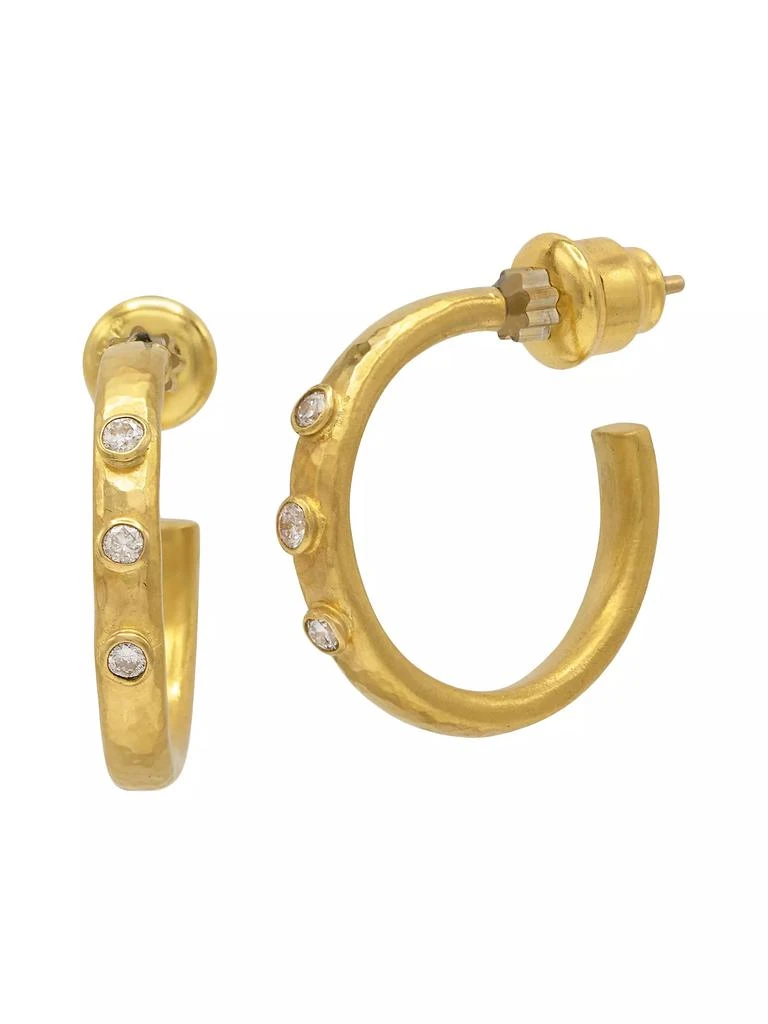 Gurhan Droplet Yellow Gold & 0.16 TCW Diamond Narrow Hoop Earrings 1