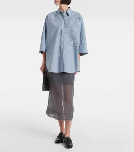 Brunello Cucinelli Floral-appliqué cotton-blend shirt 2